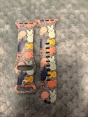 Cute Bunny Pattern Silicone Watch Band - Pastel Multi